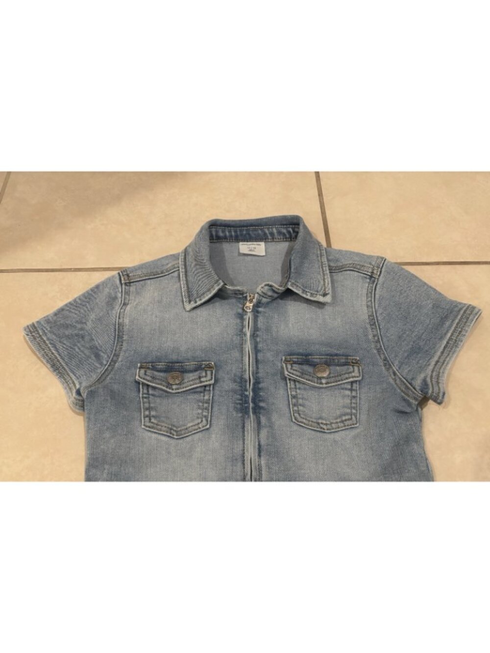 Abercrombie Kids Denim Dress Girl's Size 11/12 Blue Zipper Front 90s Kids - Picture 3 of 7